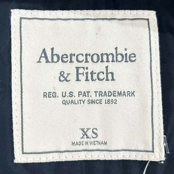 Abercrombie & Fitch black zip up bomber jacket cream teddy lining zip pocket xs - Picture 7 of 8